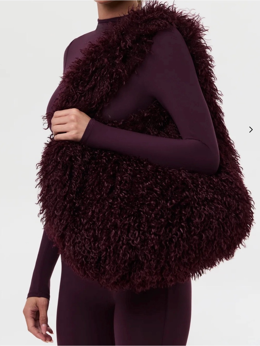Naked Wardrobe Fur Plush Bag Shoulder Tote Dark Plum Purple New NWT Fluffy - Picture 2 of 14
